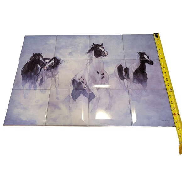 Running Horses Diana Beach Art Tiles 24" x 18" Ceramic Wall Decor - Picture 3 of 11